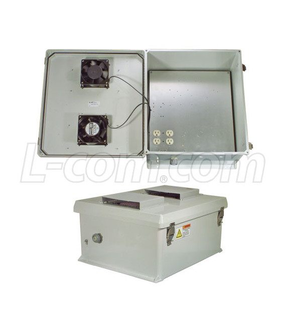 20x16x11 Inch 120 VAC Weatherproof Enclosure with 85° Turn-on Cooling Fans