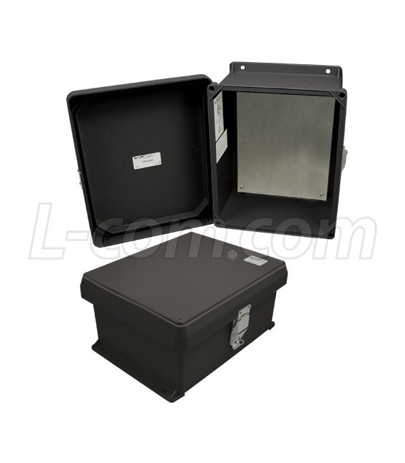 10x8x5" UL® Listed Black Weatherproof Industrial NEMA Enclosure w/Blank Aluminum Mounting Plate