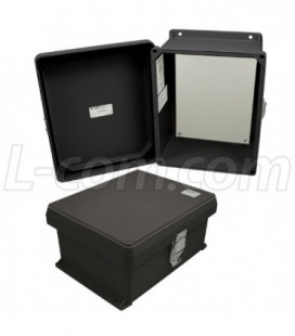 10x8x5" UL® Listed Black Weatherproof NEMA 4X Enclosure with Blank Non-Metallic Mounting Plate