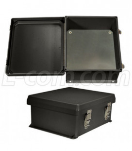 12x10x5" UL® Listed Black Weatherproof NEMA 4X Enclosure with Blank Aluminum Mounting Plate