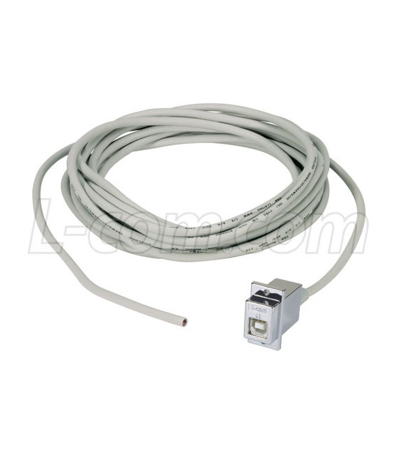 USB 2.0 Type B Female Panel Mount Coupler / 5 Meter Cable