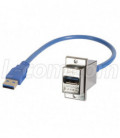 USB 3.0 Type A Coupler, Female Blkhd/Male, 0.3m