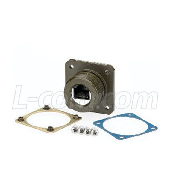 Category 5e, Flange Mount, Zinc-Nickel finish with Grounding Shield and Mounting Hardware