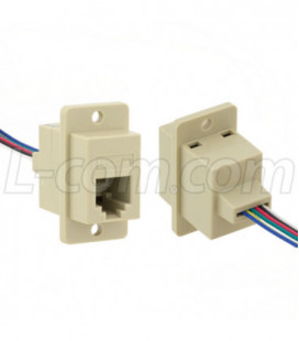 Modular Panel Jack, Cat 3, RJ12 (6x6) / Wires, 30µ, Ivory