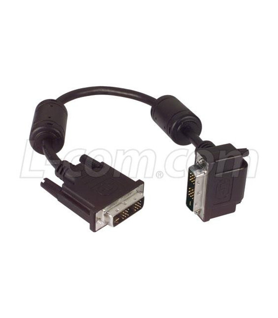 DVI-D Single Link LSZH DVI Cable Male / Male Right Angle, Top 10.0 ft