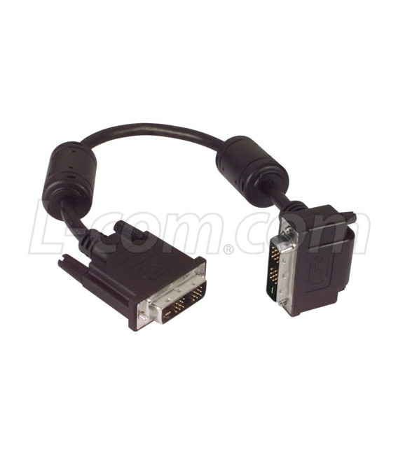 DVI-D Single Link DVI Cable Male / Male Right Angle, Top1m