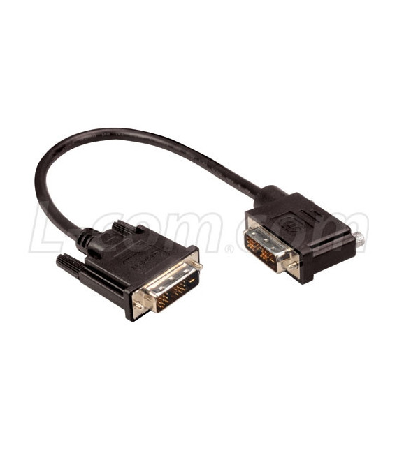DVI-D Single Link DVI Cable Male / Male Right Angle, Left, 1.0 ft