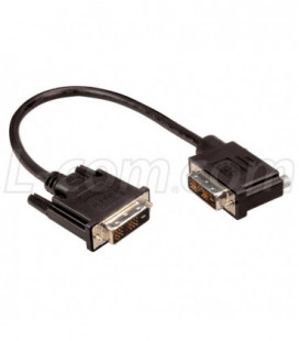 DVI-D Single Link DVI Cable Male / Male Right Angle, Left, 1.0 ft