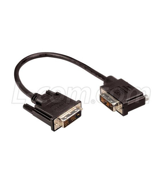 DVI-D Single Link LSZH DVI Cable Male / Male Right Angle, Left, 3.0 ft