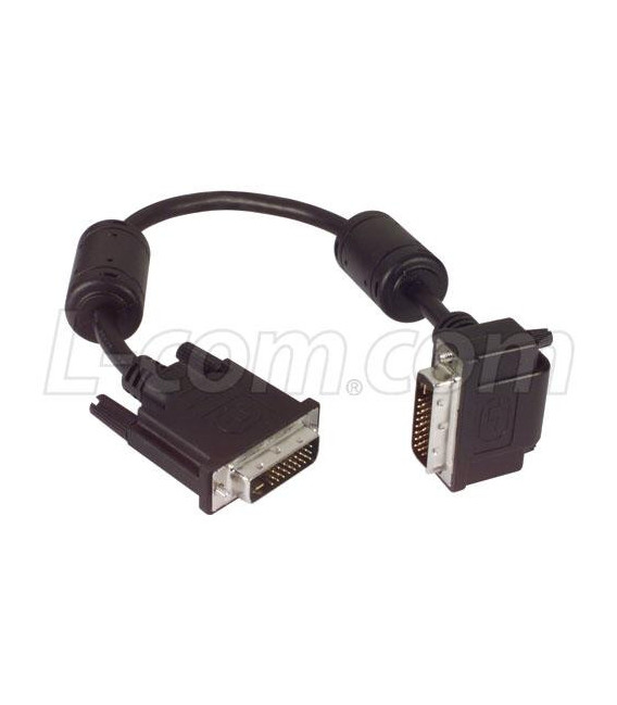 DVI-D Dual Link LSZH DVI Cable Male / Male Right Angle, Bottom 1.0 ft