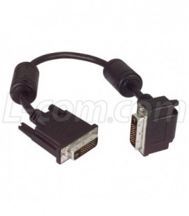 DVI-D Dual Link LSZH DVI Cable Male / Male Right Angle, Bottom 1.0 ft