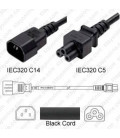 Power Cord C14/C5 Black 2.0m / 2.5A / 250V H05VV-F3G1.0 & 17/3 SJT