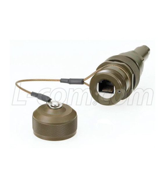 Category 6, RJ45 In-line Receptacle, Zinc-Nickel finish with Grounding Shield and Dust Cap