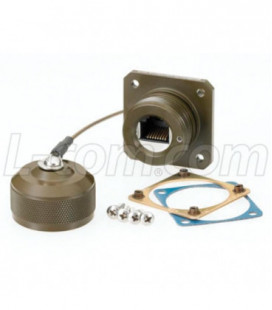 Cat6, Flange Mount, Zinc-Nickel finish with Grounding Shield, Mounting Hardware and Dust Cap