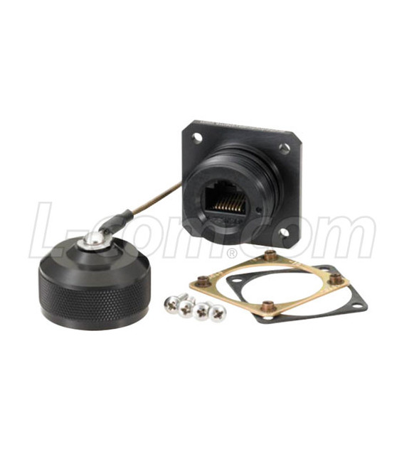 Cat6, Flange Mount, Anodized finish with Mounting Hardware and Dust Cap