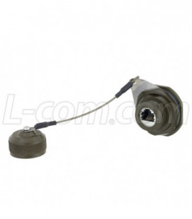 Category 6, Ruggedized D38999 Jam-nut, Zinc-Nickel finish with Grounding Shield and Dust Cap