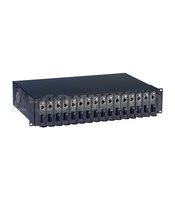 Media Converter Chassis, 16 Slot, Dual Power Supplies, 19" Rack-mount