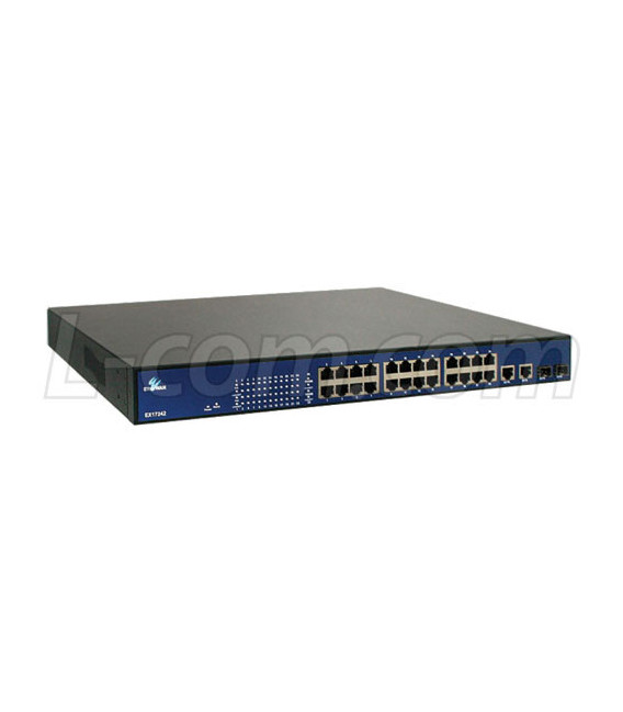 EtherWAN Web Based Managed Industrial Ethernet Switch 10/100TX PoE 24-Ports + 2GIG SFP Combo