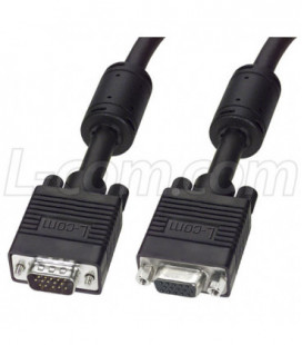 Premium SVGA Cable, HD15 Male / Female with Ferrites, Black 20.0 ft