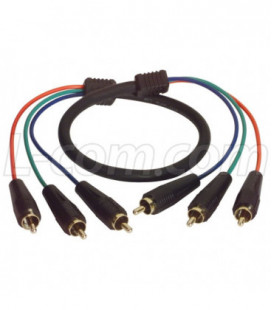3 Line RGB Component RCA Cable Male / Male, 2.0 ft