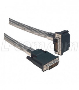 Metal Armored DVI-D Dual Link DVI Cable Male / Male Right Angle, Bottom, 15.0 ft