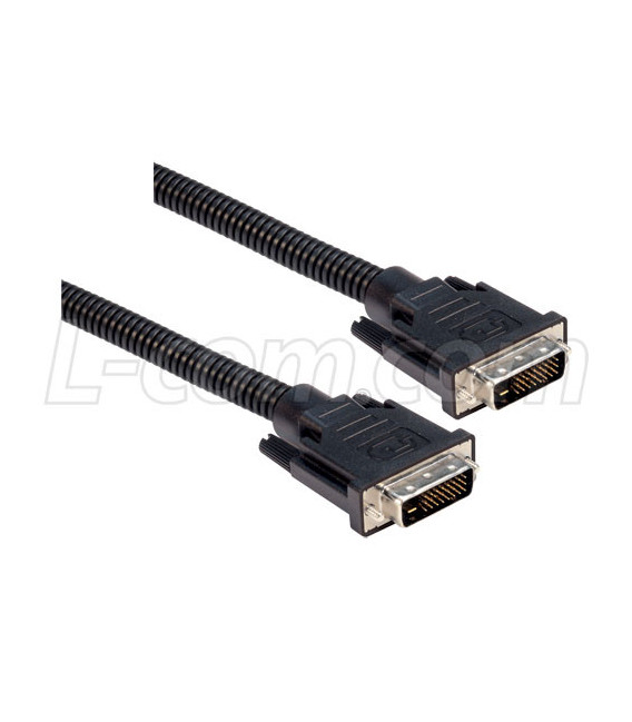 Plastic Armored DVI-D Dual Link DVI Cable Male / Male 5.0 ft