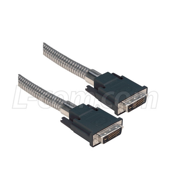 Metal Armored DVI-D Dual Link DVI Cable Male / Male 10.0 ft