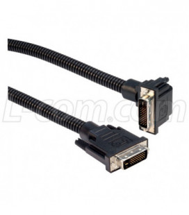 Plastic Armored DVI-D Dual Link DVI Cable Male / Male Right Angle, Bottom, 3.0 ft