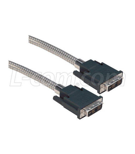 Metal Armored DVI-D Single Link DVI Cable Male / Male 3.0 ft