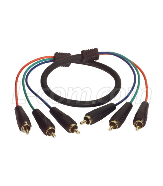 3 Line RGB Component RCA Cable Male / Male, 25.0 ft