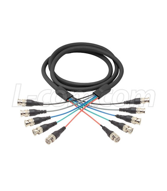 Premium RGB Multi-Coaxial Cable, 5 BNC Male / Male, 25.0 ft