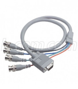 VGA Breakout Cable, HD15 Male / 4 BNC Male, 6.0 ft
