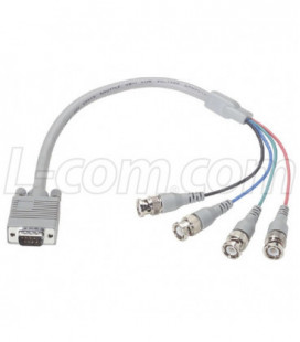 VGA Breakout Cable, DB9 Male / 4 BNC Male, 3.0 ft
