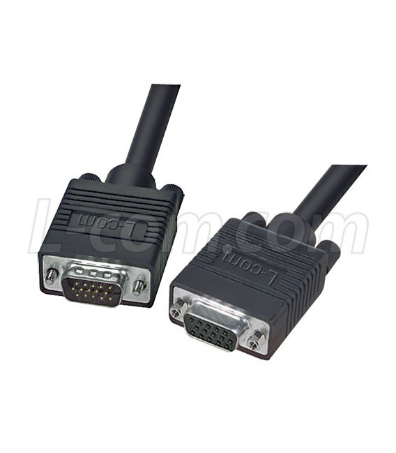 Premium SVGA Extension Cable, HD15 Male / Female, Black 3.0 ft