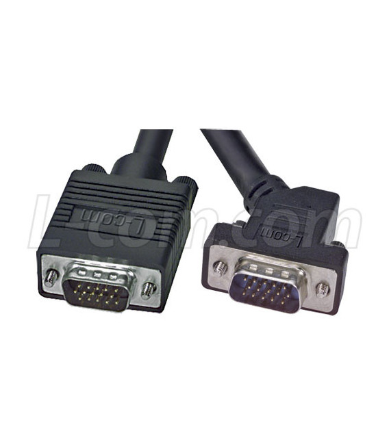 SVGA Cable, HD15 Male / 45° Male, 3.0 ft
