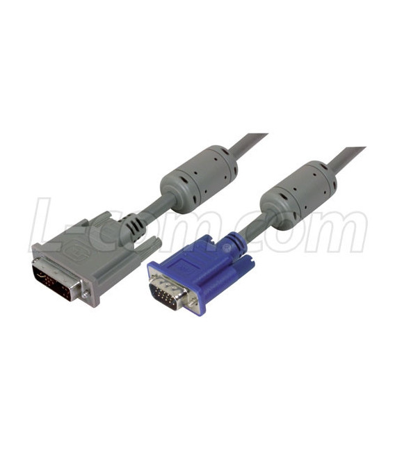 Premium DVI-A Male DVI Cable / HD15 Male w/ Ferrites, 3.0 ft