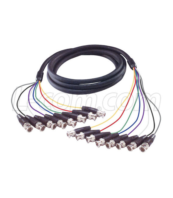 Premium Multi-Coaxial Cable, 8 BNC Male / Male, 10.0 ft