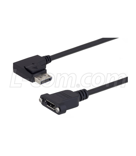 Displayport Right angle male to Displayport female panel mount 20 inches length