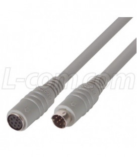 Molded Extension Cable, Mini DIN 8 Male / Female, 25.0 ft