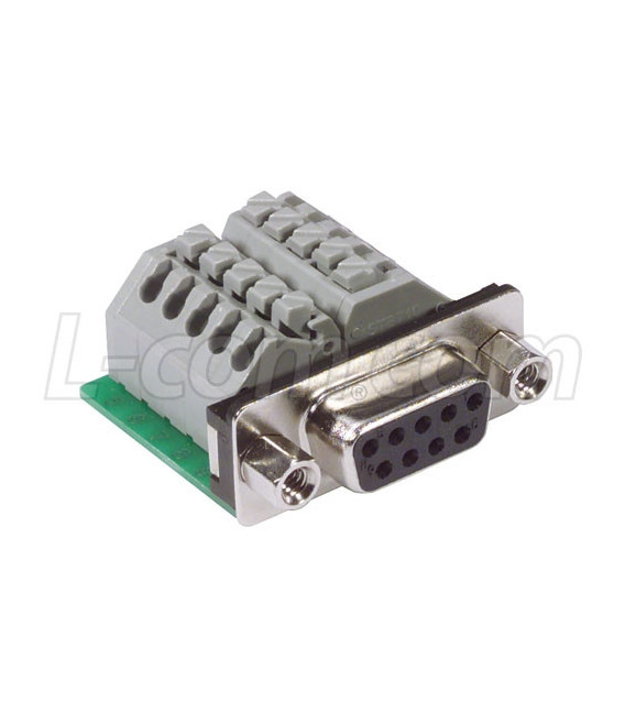 DB9 Female Connector for Field Termination with Screwless Terminal Block