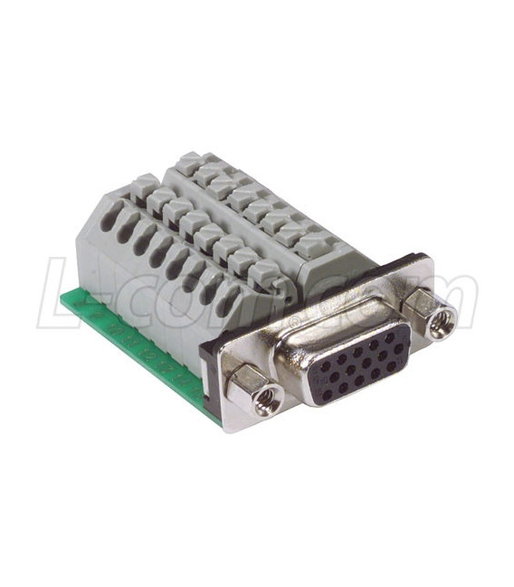 HD15 Female Connector for Field Termination with Screwless Terminal Block