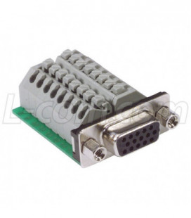 HD15 Female Connector for Field Termination with Screwless Terminal Block