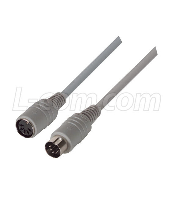 Molded Extension Cable, DIN 5, Male / Female, 20.0 ft