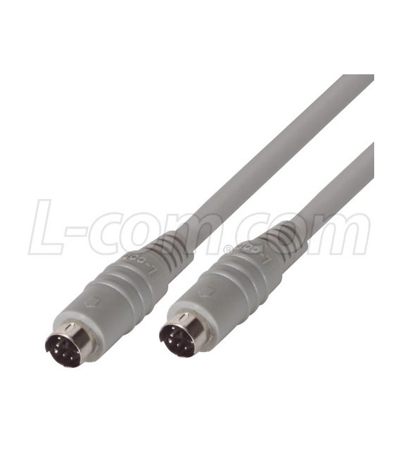 Molded Cable, Mini DIN 6 Male / Male, 2.0 ft
