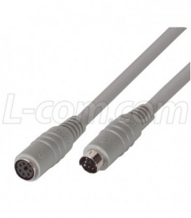 Molded Extension Cable, Mini DIN 6 Male / Female, 3.0 ft