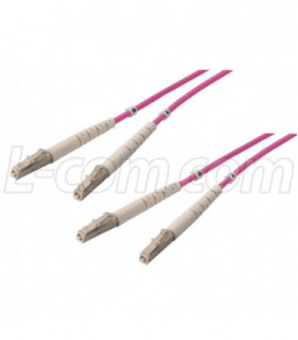 OM4 50/125, 100 Gig Multimode LSZH Fiber Cable, Dual LC / Dual LC, Magenta, 10.0m