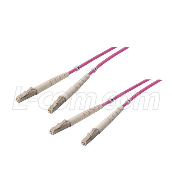 OM4 50/125, 100 Gig Multimode LSZH Fiber Cable, Dual LC / Dual LC, Magenta, 1.0m