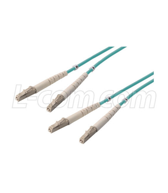 OM3 50/125, 10 Gig Multimode LSZH Fiber Cable, Dual LC / Dual LC, 4.0m