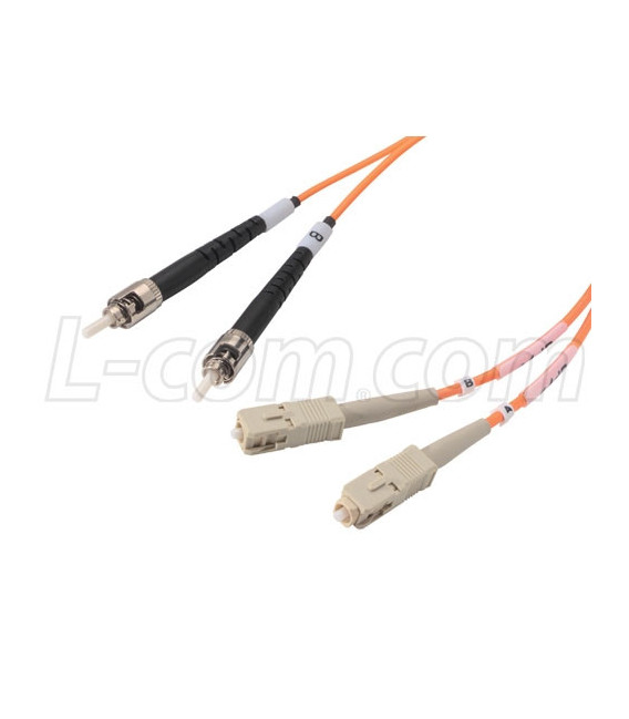 OM2 50/125, Multimode Fiber Cable, Dual ST / Dual SC, 30.0m