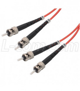 OM2 50/125, Multimode Fiber Cable, Dual ST / Dual ST, Red 15.0m